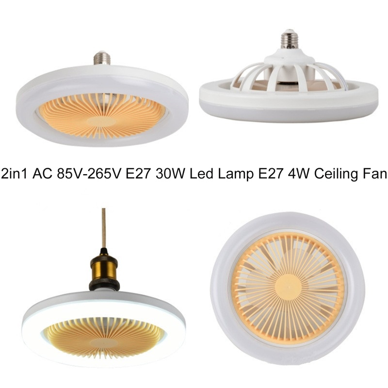 Quạt Trần Có Đèn LED 3 Cánh Thông Minh E27 Cho Đèn Trần Nhà