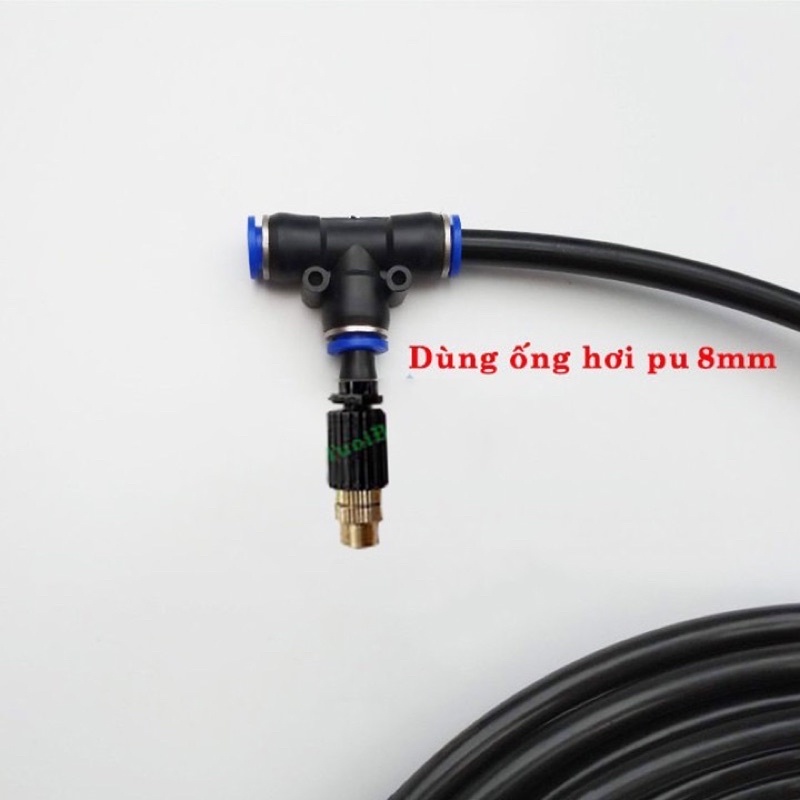 Béc Phun Sương 1 Cửa Chân T Dây 8mm Phun Sương Làm Mát Tưới Lan Cây Cảnh