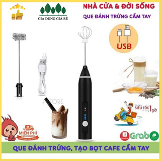 Máy Đánh Trứng Mini Cầm Tay, Cây Đánh Bọt Cà Phê Chạy Điện Sạc USB Có 3 Tốc Độ Mạnh Mẽ Siêu Tiện Lợi, Bảo Hành 6 Tháng