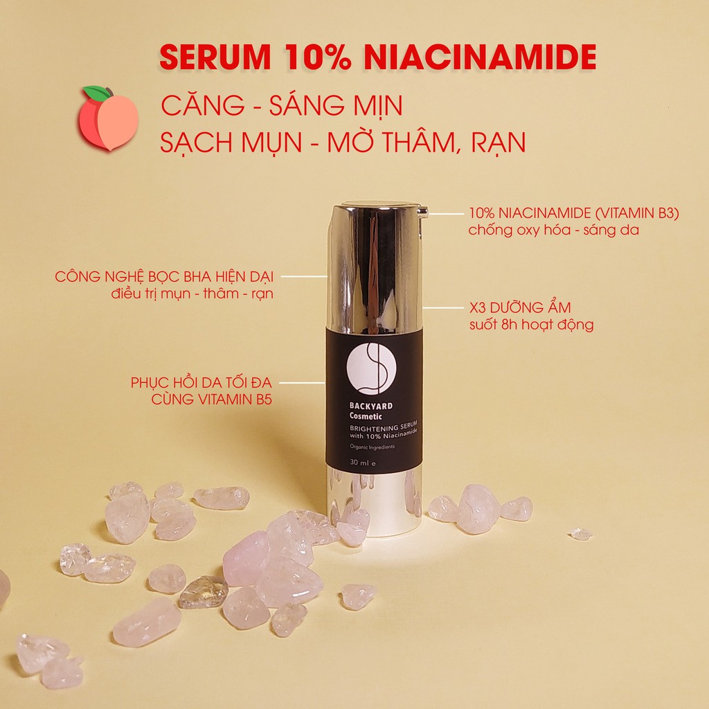 Tinh chất Serum Gíup Giảm Mụn, Mờ Thâm Mông, Trắng Da Và Hỗ Trợ Điều Trị Rạn- Backyard Cosmetic 10%Niacinamide - 30ml | BigBuy360 - bigbuy360.vn