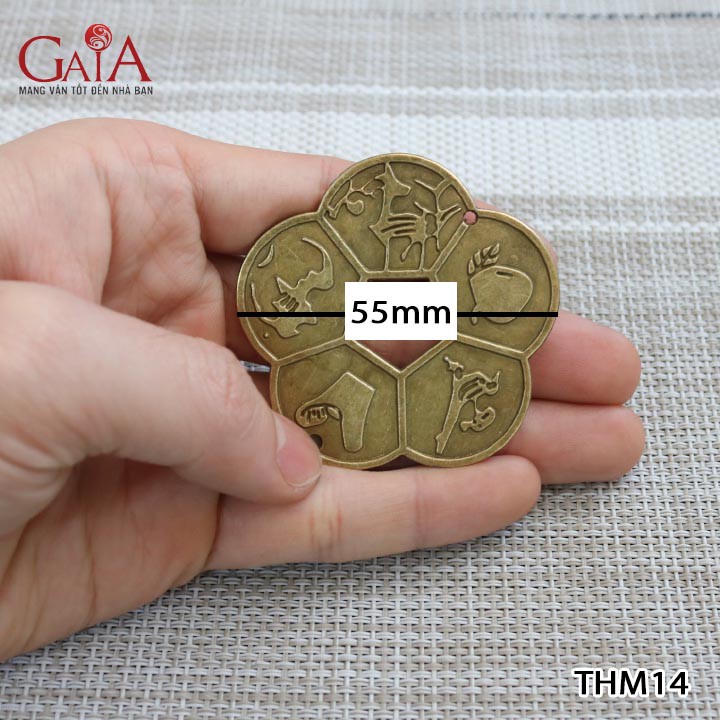 Đồng xu hoa mai 5 cánh liền khắc nổi 2 mặt 55mm THM14 | BigBuy360 - bigbuy360.vn