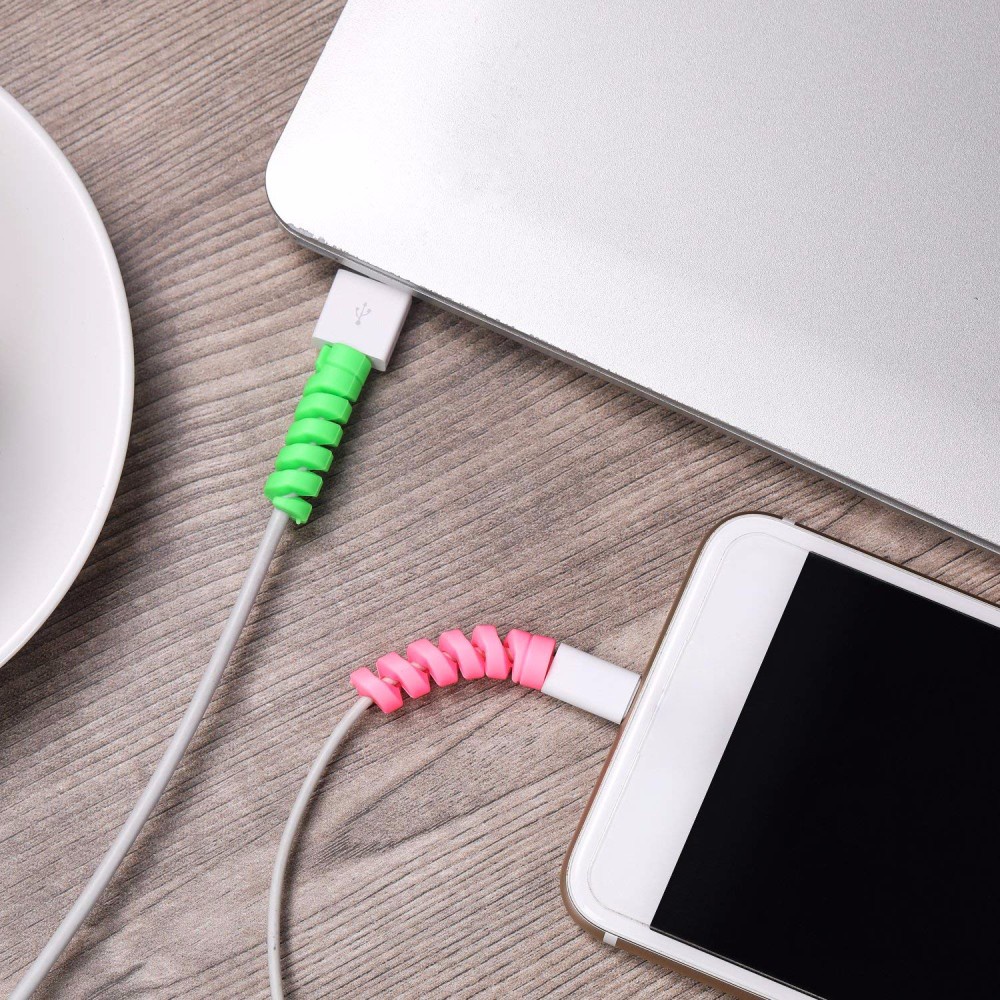 Bảo Vệ Cáp Xoắn Ốc Cáp Cuốn Gọn iPhone Android IPad Micro Tpy C Dữ Liệu Điện Thoại Dòng Cáp Sạc Dây Bảo Vệ Da di Động Dây Bảo Vệ