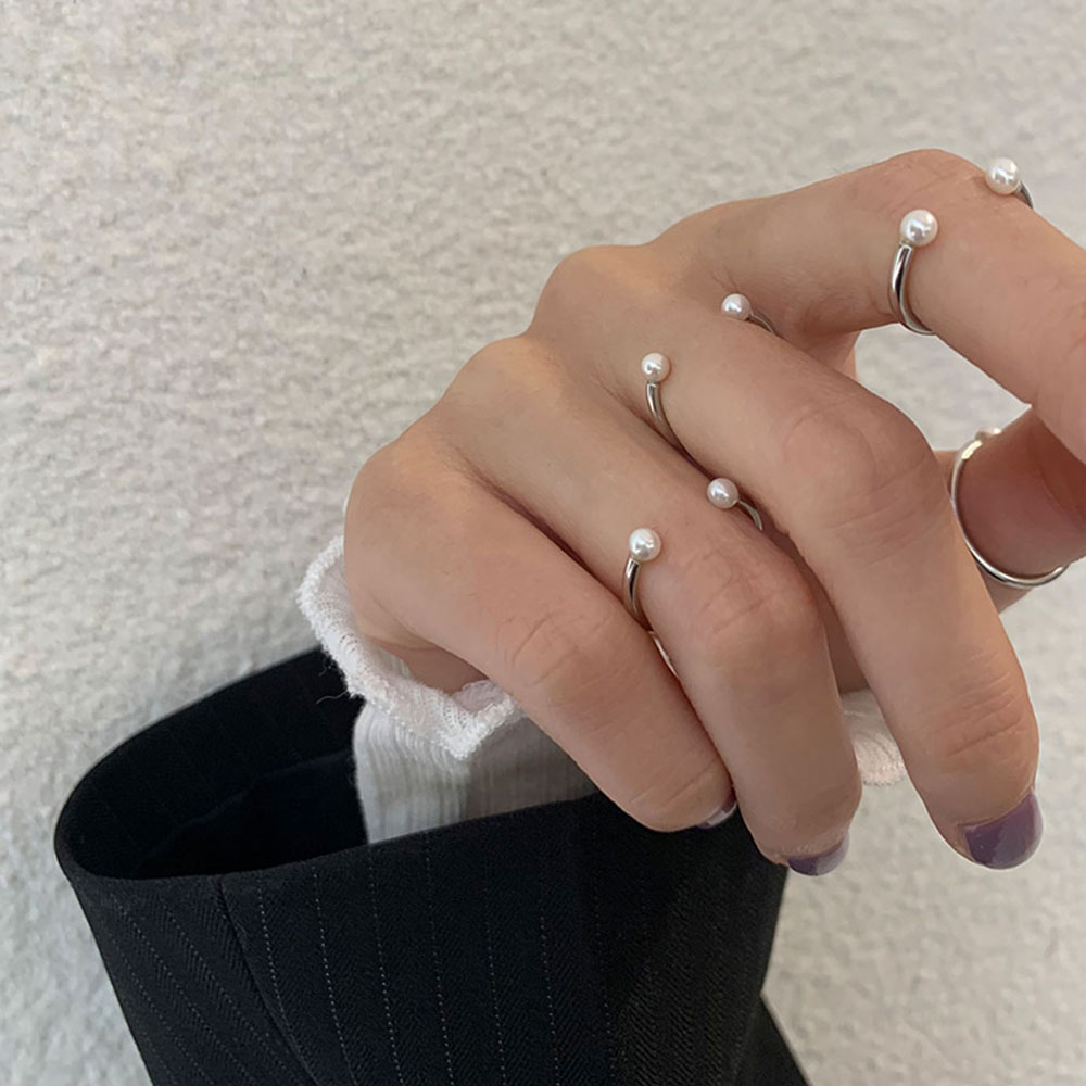 ALLGOODS Korea Opening Rings Minimalist Finger Rings Metal Rings Pearl New Jewelry Small Ball Copper Girls Fashion Jewelry