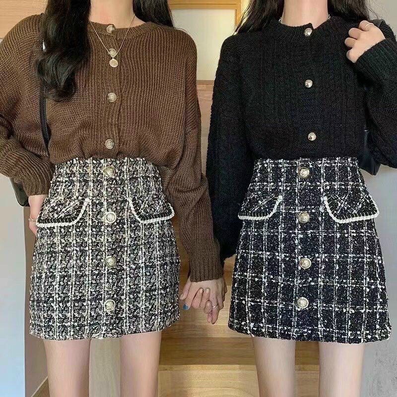 Chân váy dạ 2 màu đủ size S M L có quần trong [Ảnh Thật ]