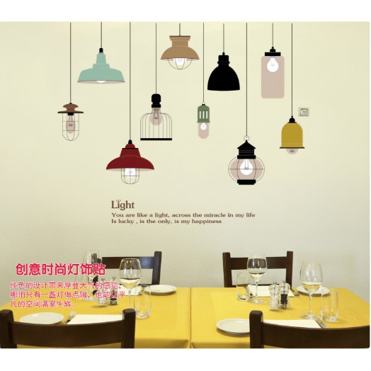 Decal trang trí bóng đèn dây LIGHT ( 10 bóng )