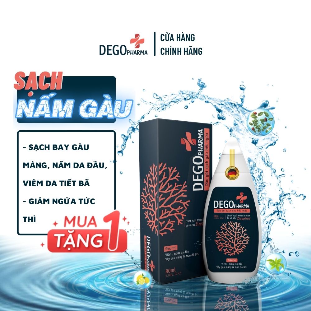 Dầu Gội Đầu DEGO PHARMA 80ml Dứt Điểm Gàu Ngứa & Nấm Da Đầu