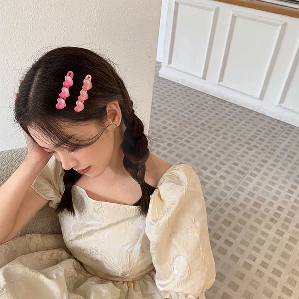 Kẹp tóc nữ hình trái tim màu sắc gradient 6 màu