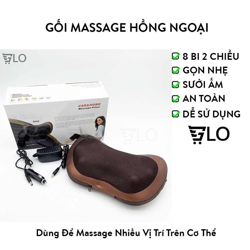 Gối Massage Hồng Ngoại 8 Bi 2 Chiều Nhật Bản