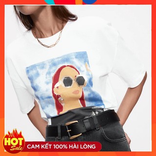 Áo Zara Nữ Hình Cô gái ✅CAO CẤP✅ Áo thun Zara nữ xuất xịn đầy đủ tem nhãn