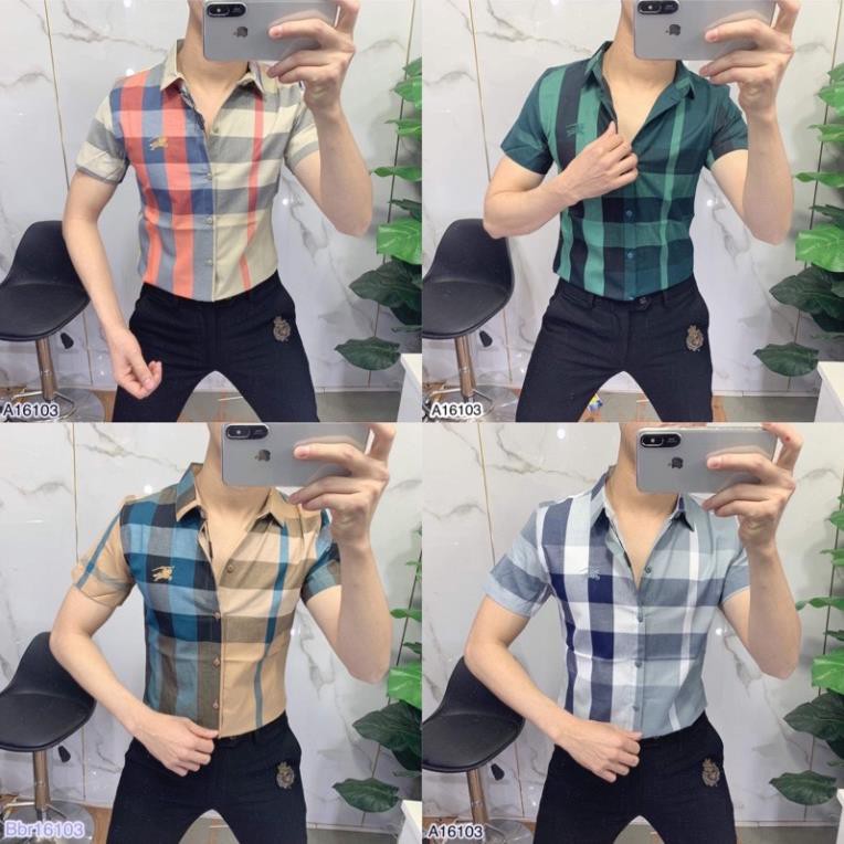 Áo sơ mi cộc tay Bbr cao cấp - Sơ mi nam Bbr - Sơ mi kẻ nam Bbr