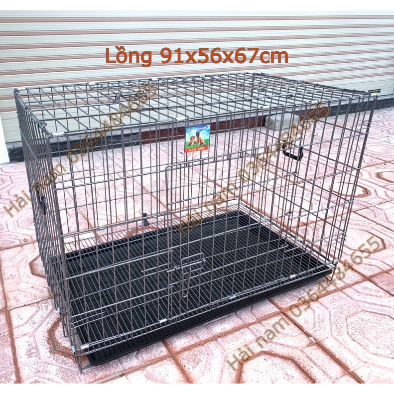 Chuồng Chó, Mèo Gấp Gọn Size XL, Lồng Chó To Sơn Tĩnh Điện Vân Đá Thép To, Chắc Chắn Tặng Kèm Khay Vệ Sinh