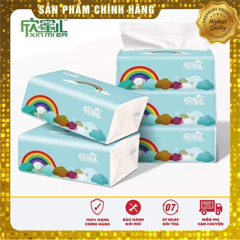 Giấy Ăn Gấu Trúc Cầu Vồng Nội Địa Trung Không Chất Tẩy Trắng An Toàn Cho Gia Đình