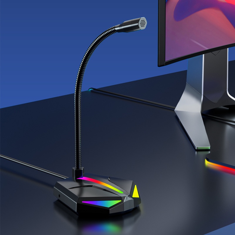 Mic H2 LED RGB thu âm máy tính PC Gaming họp trực tuyến, học online siêu rẻ chất lượng tốt