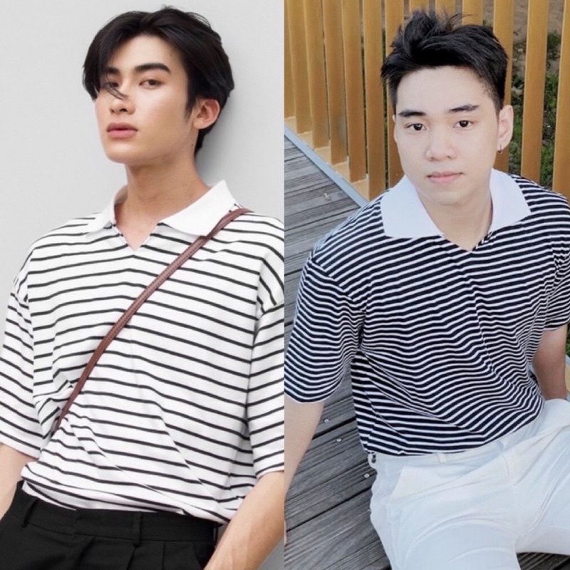 Áo Thun Polo Nam Sọc Ngang Trắng Đen Chất Vải Cotton Dày Đẹp Mr Smile 99 Shop