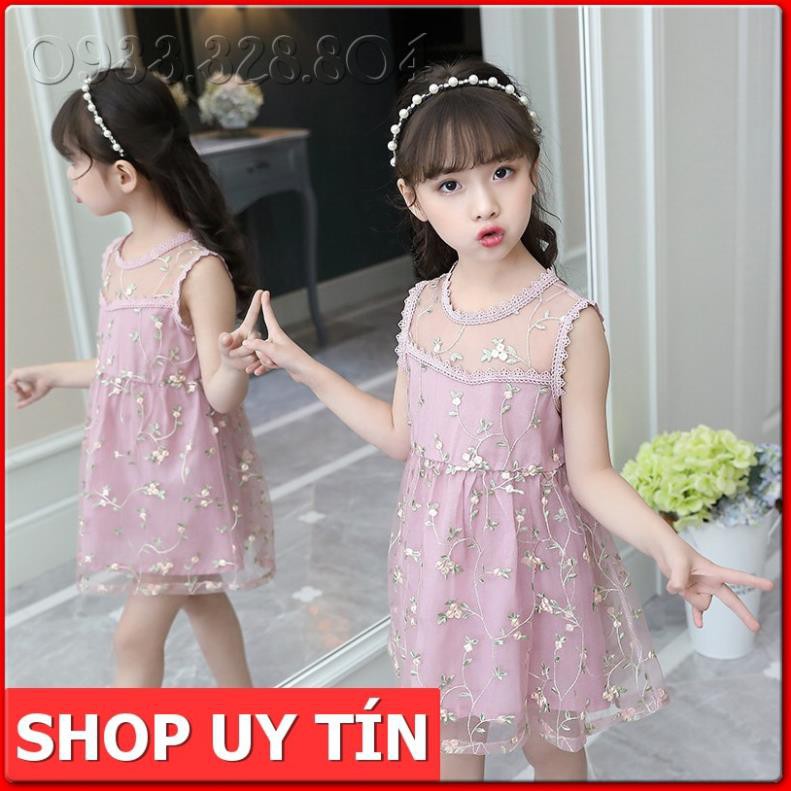 VL16⚡Size140-160⚡Váy liền công chúa, kiểu voan hoa văn hoa xinh xắn⚡HÀNG QUẢNG CHÂU CAO CẤP⚡