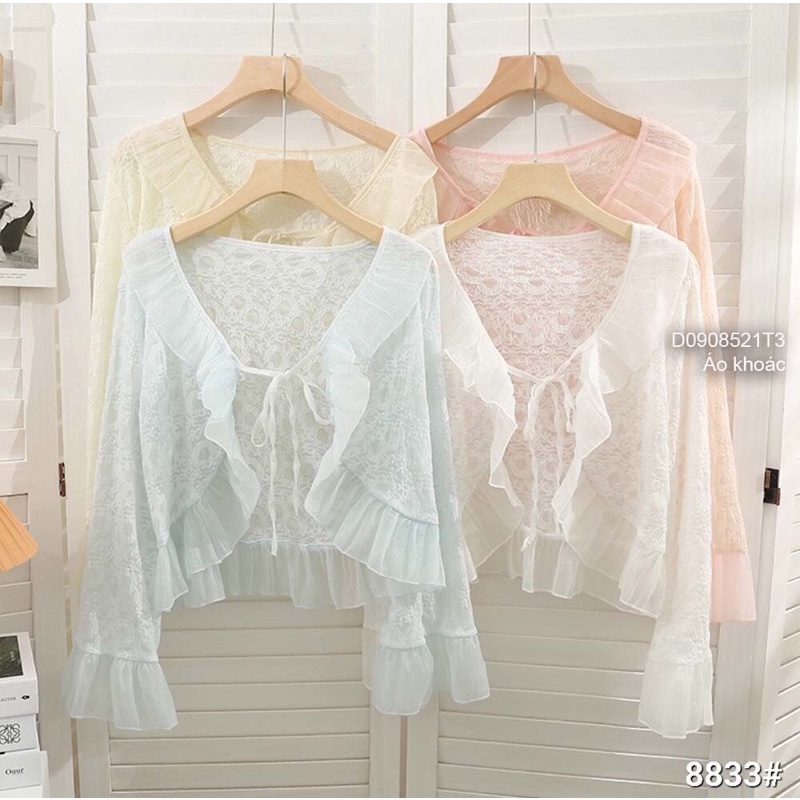 Áo khoác ren lai phối bèo kiểu thắt nơ TT0908