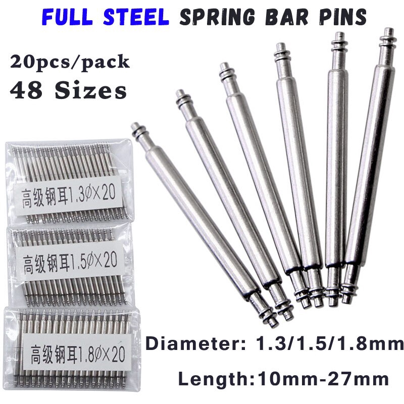 Set 20 Chốt Lò Xo Đồng Hồ Đeo Tay KN 1.5mm 1.8mm 10-18mm-20mm-22mm-27mm