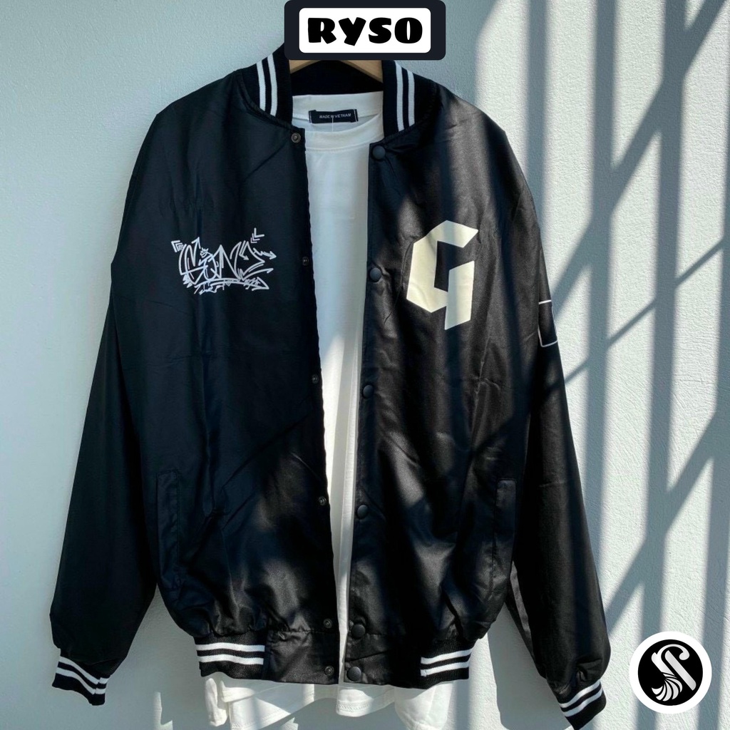 Áo khoác bomber bóng chày unisex 2 lớp tảng nhiệt phong cách Hàn Quốc