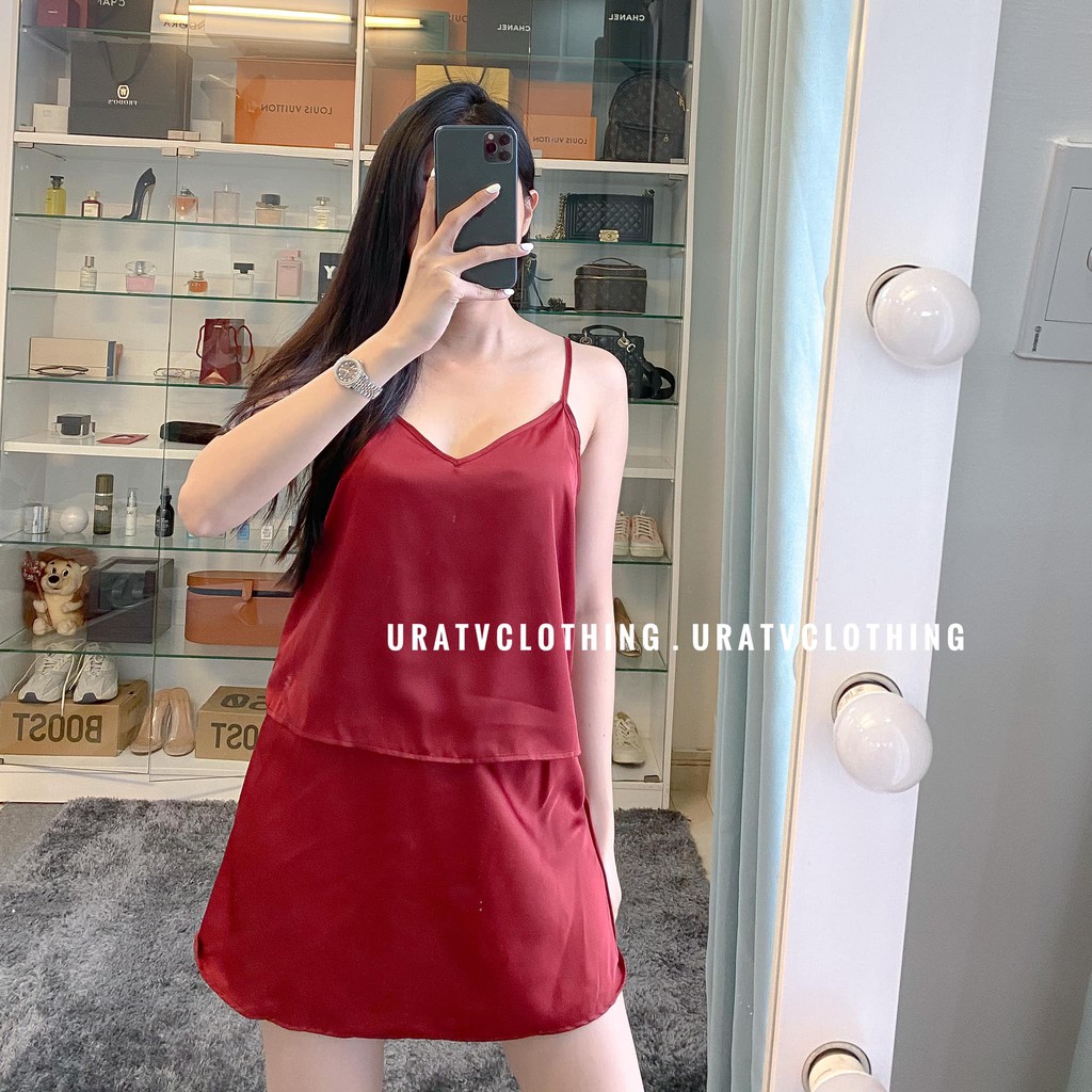 [FREESHIP - ẢNH CHÍNH CHỦ] Set lụa áo dây + chân váy F21