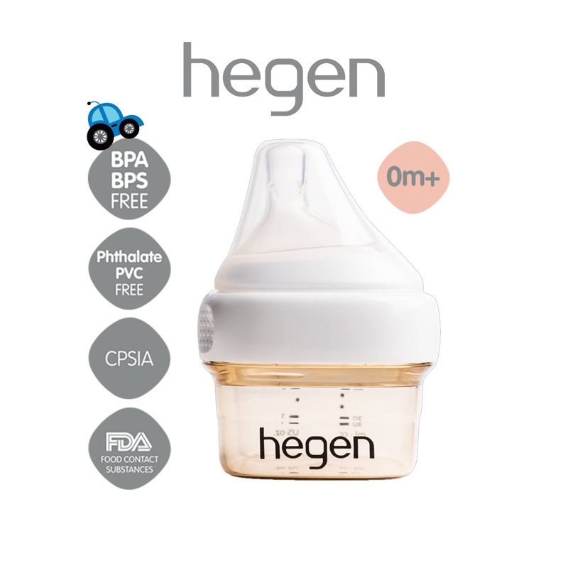 Bình sữa cho bé sơ sinh HEGEN PPSU 60ml 0m+, bình sữa chính hãng núm số 0 - Monnie Kids