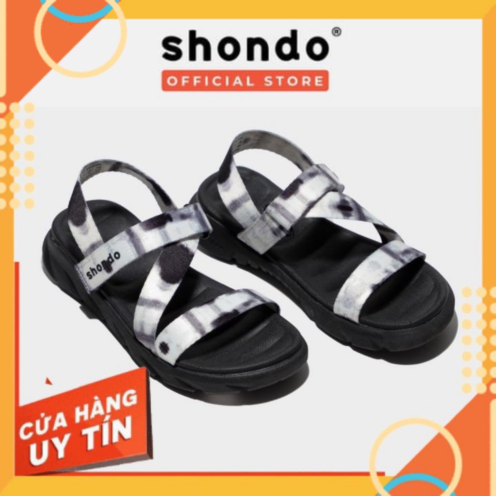 Giày sandal nam, nữ SHONDO F6 sport loang khói đen đi học, đi chơi  [HÀNG CHÍNH HÃNG]