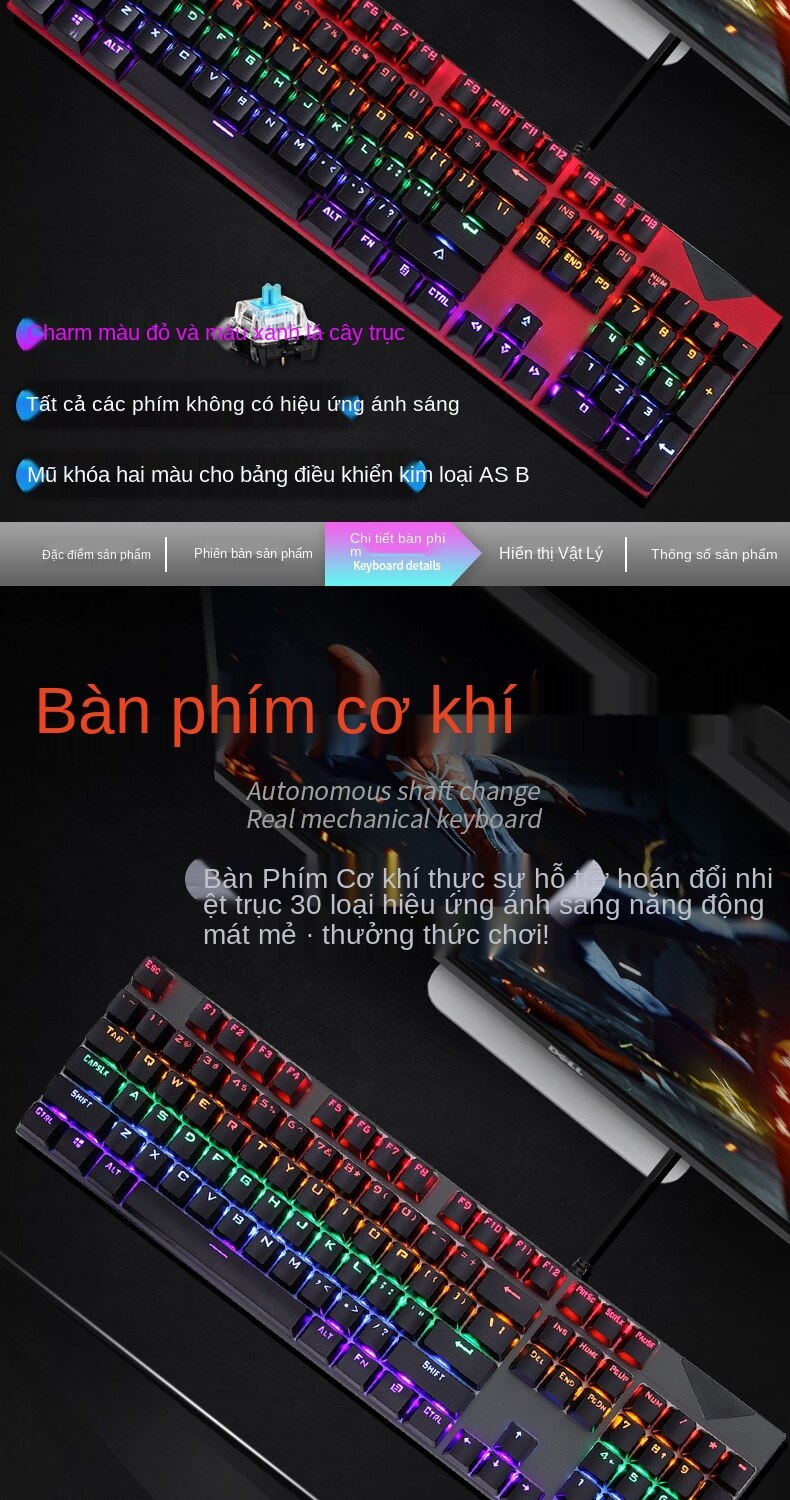 PM Bàn Phím Cơ Máy Tính Chơi Game H650 Có 10 Chế Độ Led RGB Khác Nhau Chiến Mọi Tựa Game Trên PC Như Pubg, LOL