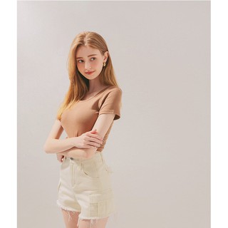 Áo cổ tròn tay ngắn thun gân basic nữ Air Space 2020121097