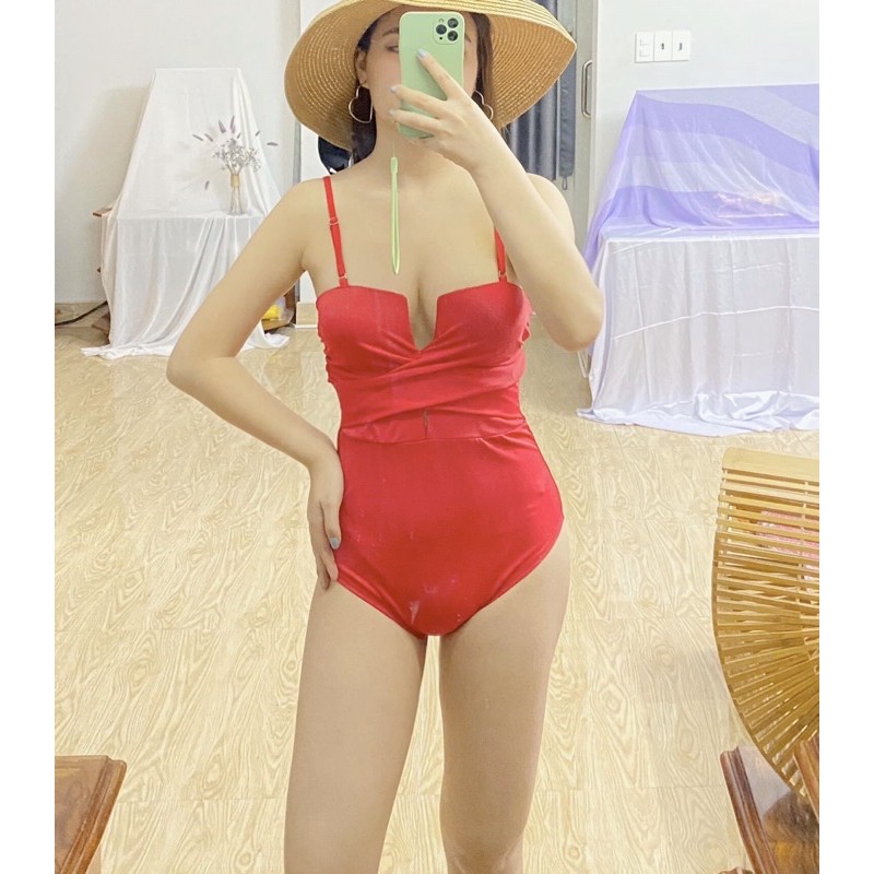 Bikini Đồ Bơi 1 Mảnh Cúp Ngực Xoắn Đen Phối Trắng Nâng Ngực GK0104 (Ảnh Thật) | BigBuy360 - bigbuy360.vn