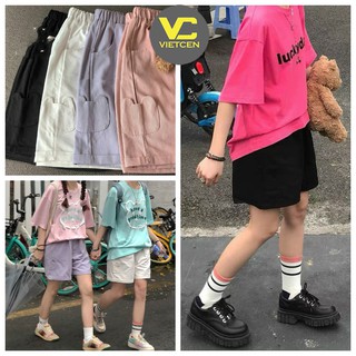Quần sooc kaki nữ túi hộp HÌNH THỎ quần short kaki cạp cao chun cute - VIETCEN