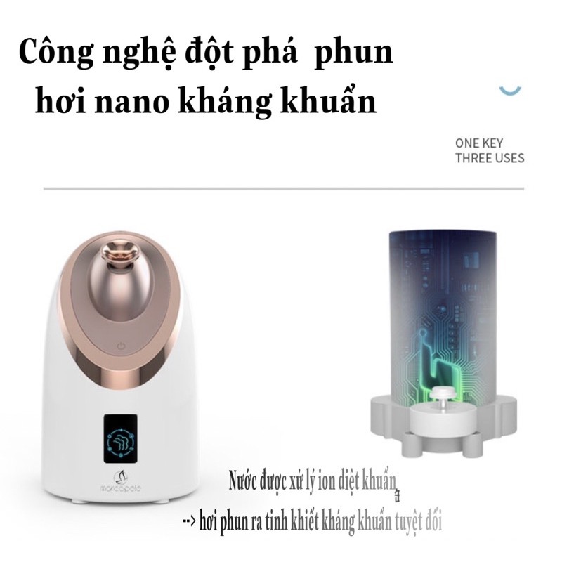 Máy Xông Hơi Mặt Nóng Lạnh Thông Minh Cao Cấp MKS-6 chế độ xông, công nghệ xông nano ion