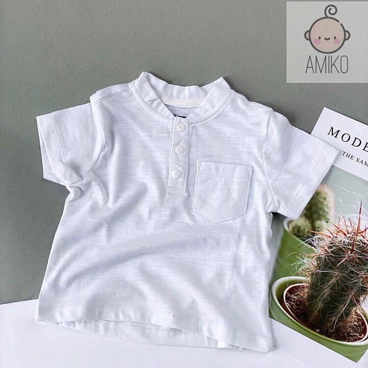 Bộ Tay Ngắn Cổ Tròn Thun Cotton Áo Trắng Quần thun Bé 6 tháng – 5 tuổi