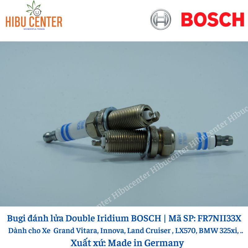 Bugi Chân Dài Double Iridium BOSCH Fr7Nii33X Cho Xe Grand Vitara, Innova 2.0, Land Cruiser, LX570, GX460 , LS460  ..