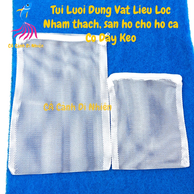 Túi đựng vật liệu lọc đựng Purigen lưới thô mịn 3D màu TRẮNG cho hồ cá - Túi lưới có dây kéo đựng đá lọc