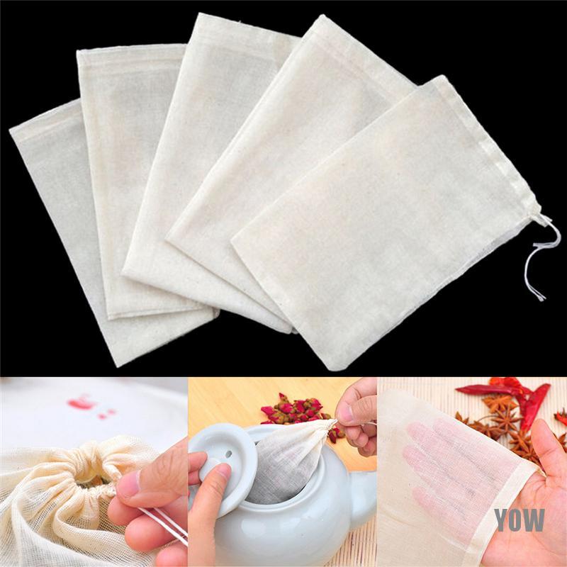 (Hàng Mới Về) Set 10 Túi Cotton Dây Rút 8x10cm Đựng Trà / Thảo Mộc Có Thể Tái Sử Dụng