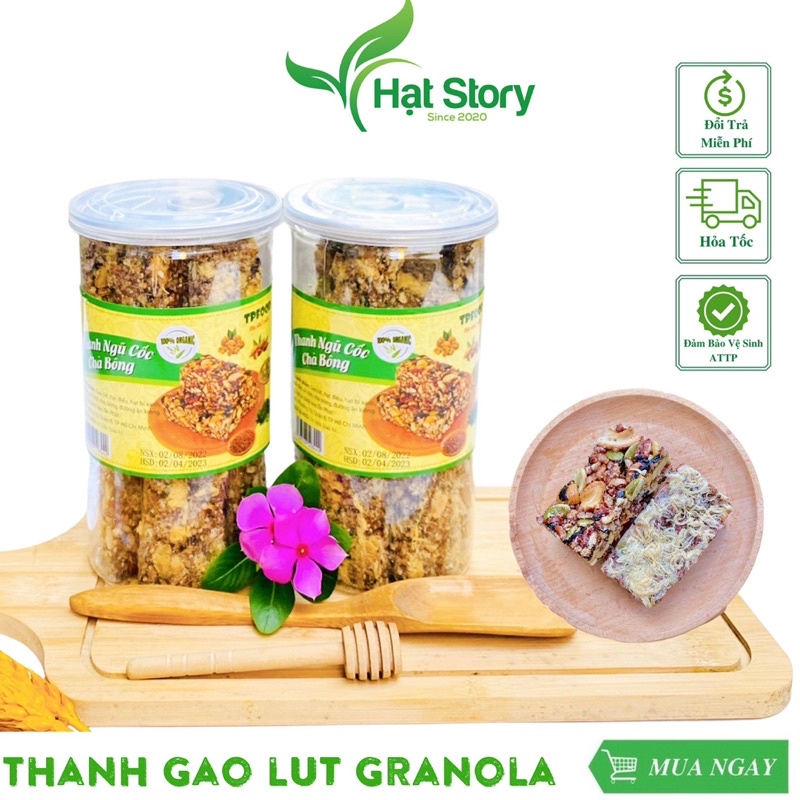 Hộp 310Gr Thanh Gạo Lứt Granola Mix Rong Biển Chà Bông ngũ cốc ăn kiêng, gym, yoga, eat clean