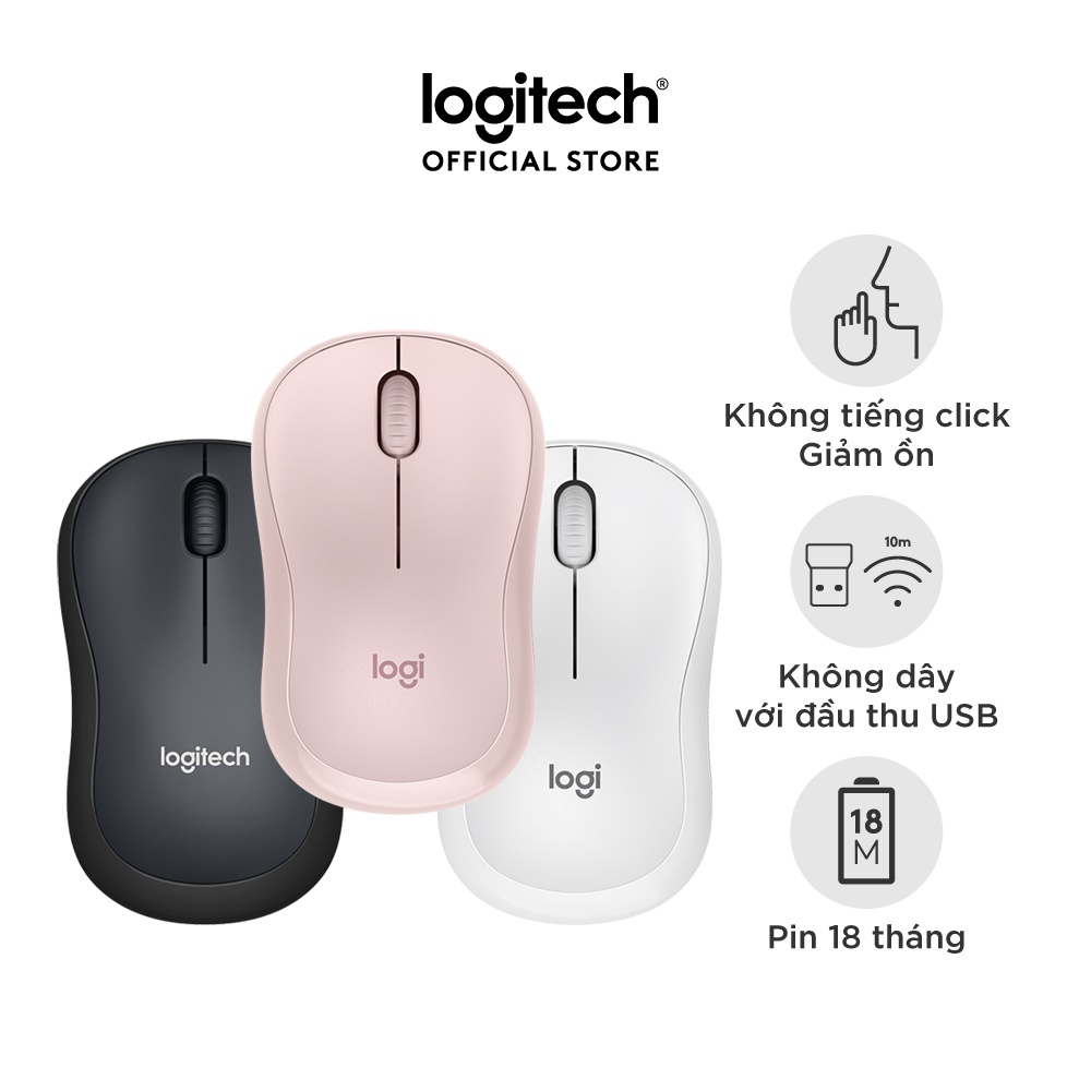 Chuột không dây Logitech M220 Silent - giảm ồn, USB, pin 1.5 năm, phù hợp PC/Laptop