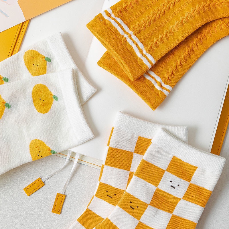 Vớ Họa Tiết Sọc In Chữ Mặt Cười Hoạt Hình Phong Cách Nhật Bản Dễ Thương Dành Cho Nữ Sinh