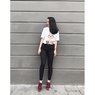 Quần jean nữ lưng vừa ĐAI TRƠN form ôm chất siêu giãn siêu đẹp