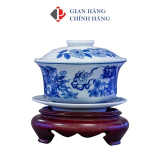 Bát nước họa tiết RỒNG men Lam Trắng Trơn, đồ thờ cúng Phùng Gia - Gốm sứ Bát Tràng cao cấp