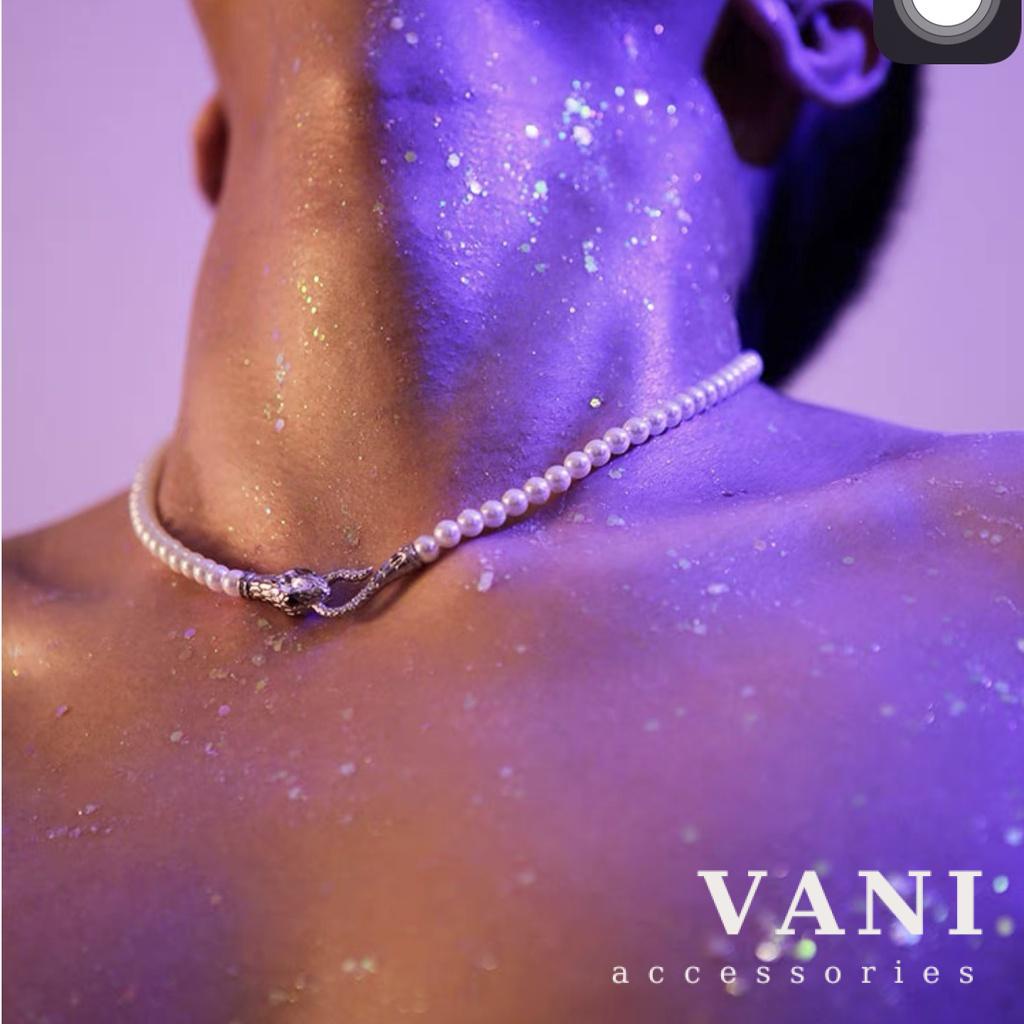 Dây Chuyền Choker Hạt Châu Mặt Hình Rắn Charm Snake - Vani Store [TS000601]