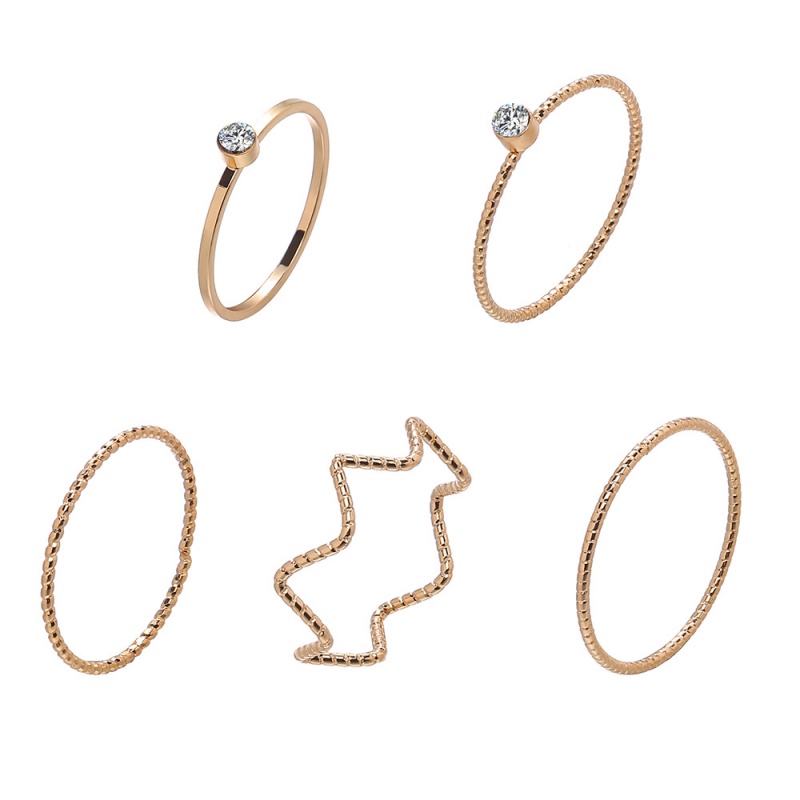Set 5 chiếc nhẫn đính hạt ngọc trai nhân tạo thời trang cho nữ