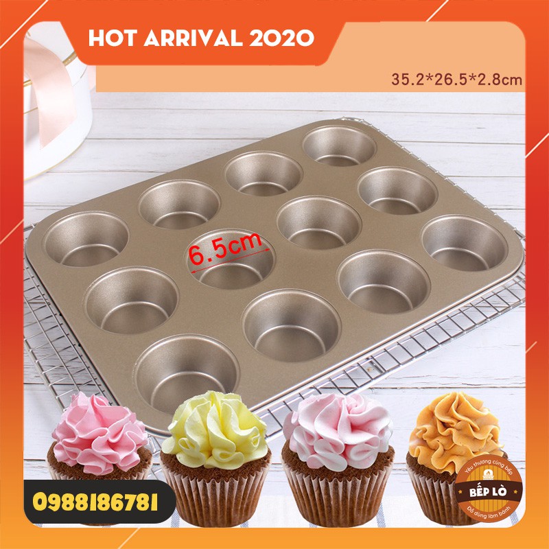 Khuôn cupcake chống dính nướng bánh CHẤT LƯỢNG CAO (Vàng) - Dụng cụ làm bánh [HÀNG MỚI VỀ]