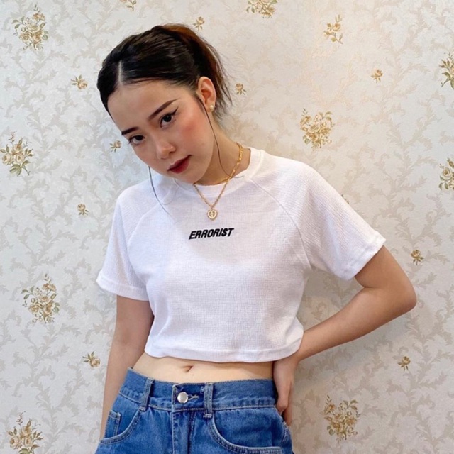 Áo ERRORIST basic croptop màu trắng/ đen/ tím