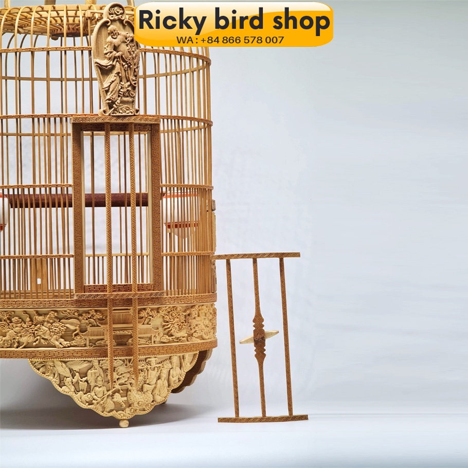 Lồng chim tre, Hwamei bird cage - Eight Immortal design (Have lock door)