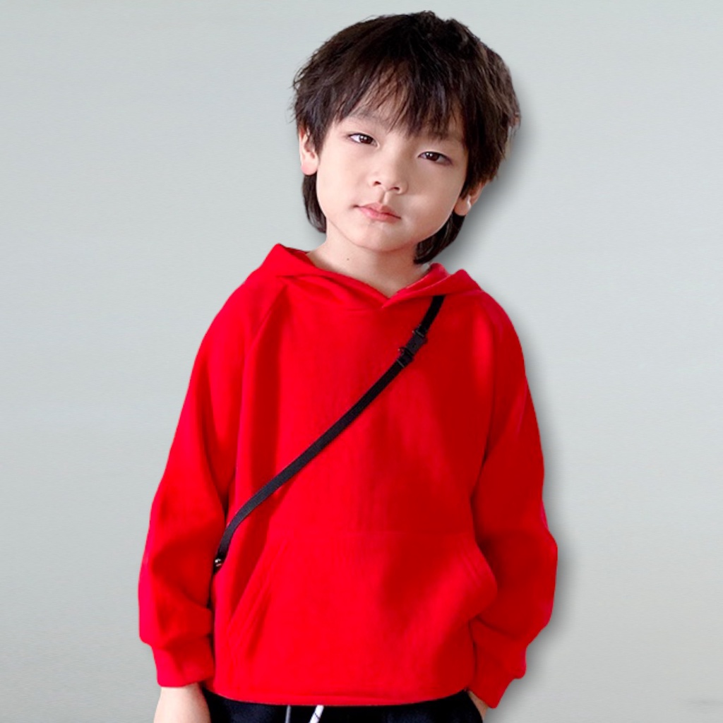 Áo khoác nỉ hoodie trơn trẻ em Con Xinh, thời trang thu đông dành cho bé từ 4 đến 10 tuổi