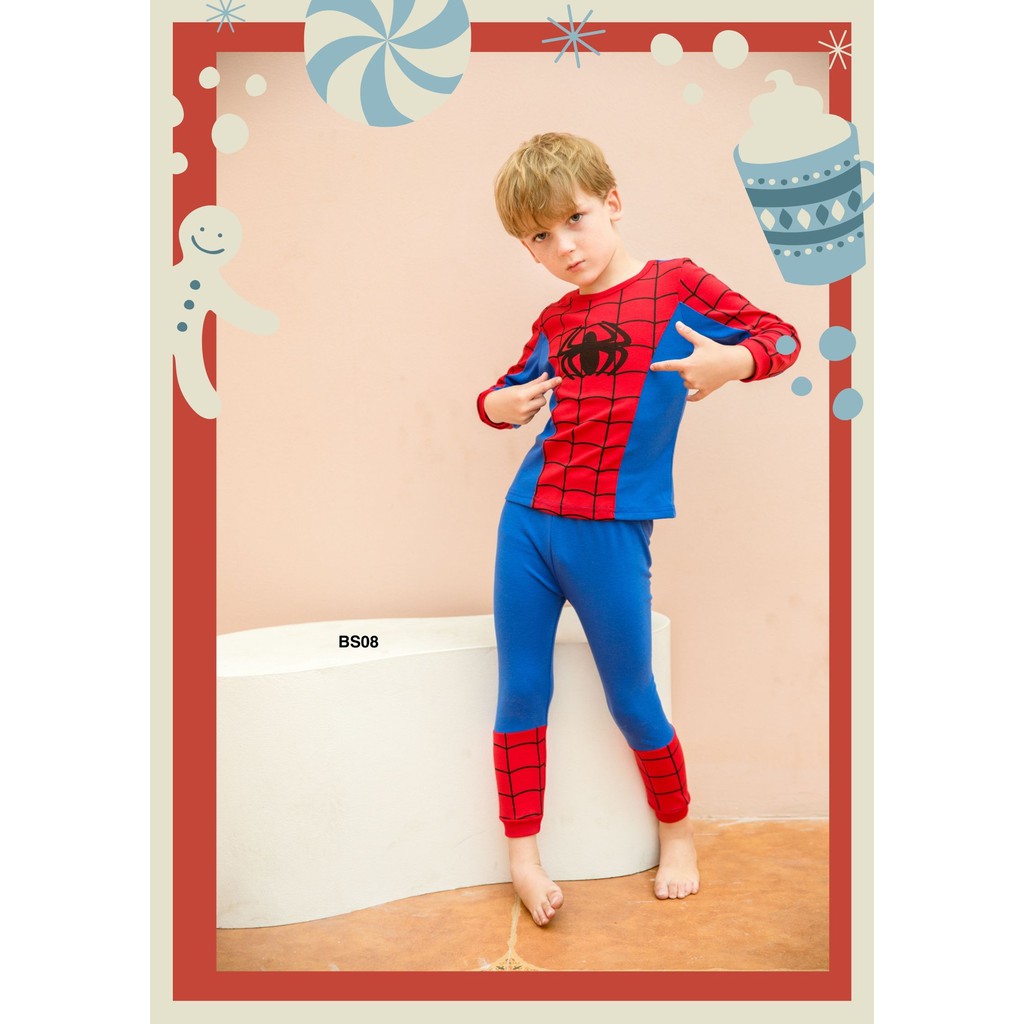 Quần áo trẻ em thu đông dài tay Người Nhện spider men cho bé BS08