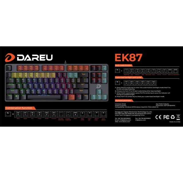 Bàn phím cơ máy tính Dareu EK87 MultiLed ❤️FREESHIP❤️ Led Rainbow 7 màu, keycap ABS double shot siêu bền - BiBitechs