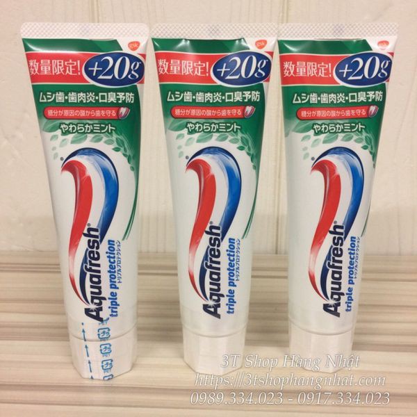 KEM ĐÁNH RĂNG NHẬT BẢN AQUAFRESH 140G hương trà xanh, hương bạc hà - MADE IN JAPAN