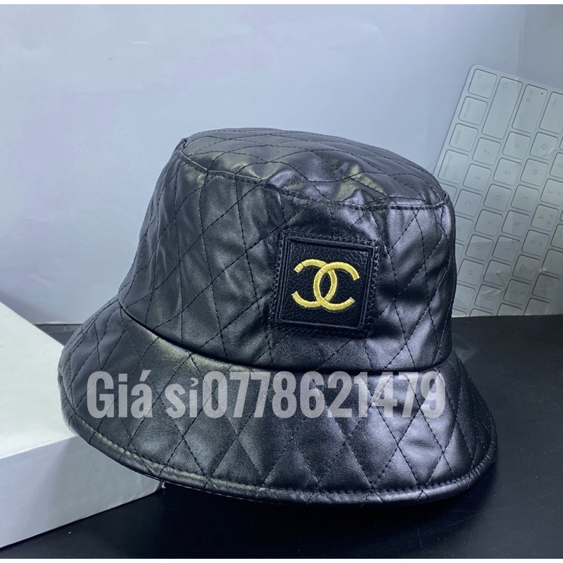 mũ vành da xịn - nón bucket hàn quốc logo hàng vnxk full tem