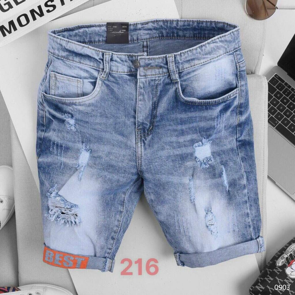 Quần short jean nam ngắn thêu cao cấp đẹp mẫu mới hot,chất jean co giãn giá tốt KAYSTORE